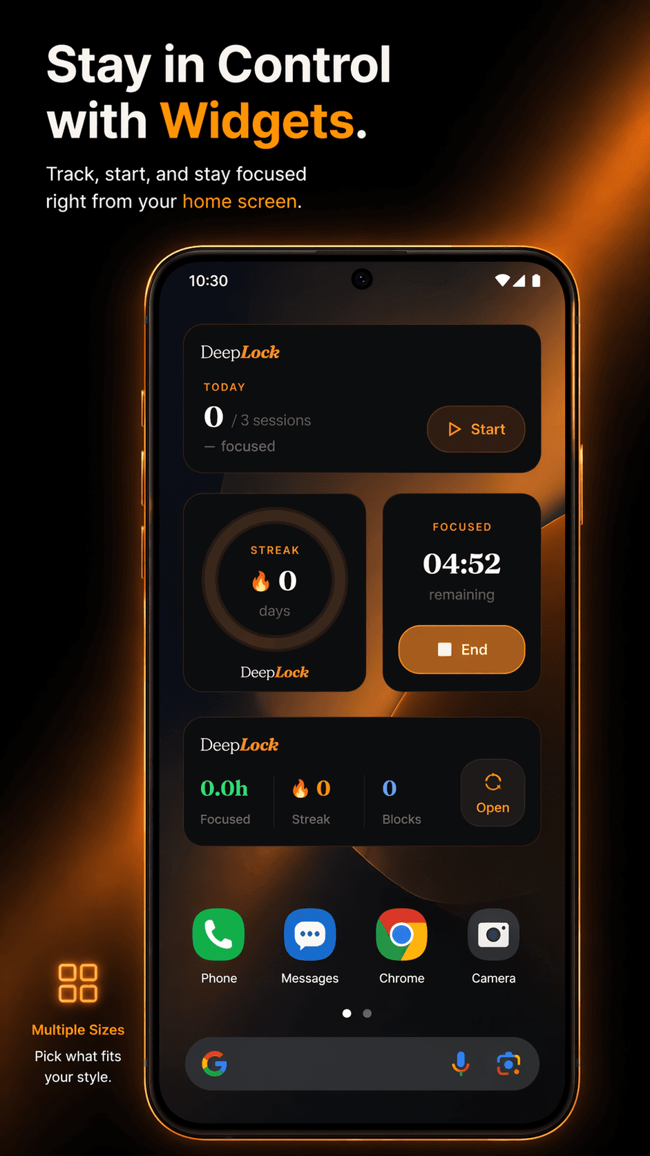 DeepLock screenshot showing the daily dashboard interface.